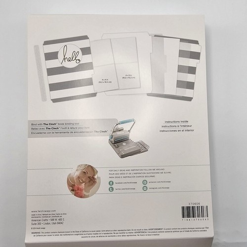 Heidi Swapp 10 piece Cinch Album Grey Striped Fabric Craft Design File Kit - Picture 10 of 11