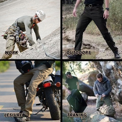 Tactical Mens Cargo Pants Waterproof Work Hiking Combat Outdoor Trousers Pants - Picture 20 of 32