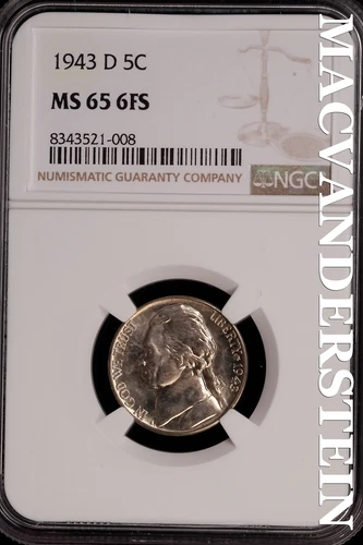 1943-D Jefferson Nickel - NGC MS 65 6FS - Brilliant Uncirculated  #SLG256
