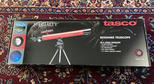 Tasco Telescope Adjustable Tripod Mount Aluminum 50x50mm Model 45T Red Beginner - Picture 7 of 7