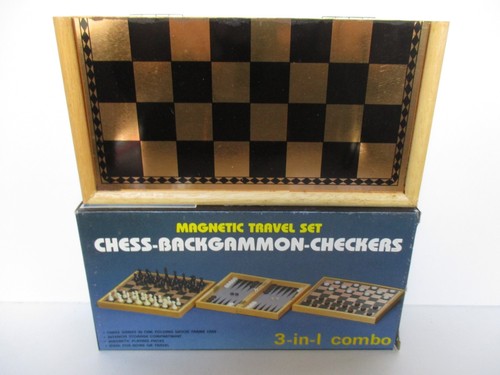 SCACCHIERA MAGNETICA IN LEGNO E METALLO 3 IN 1 ANNI '90 - Picture 3 of 4