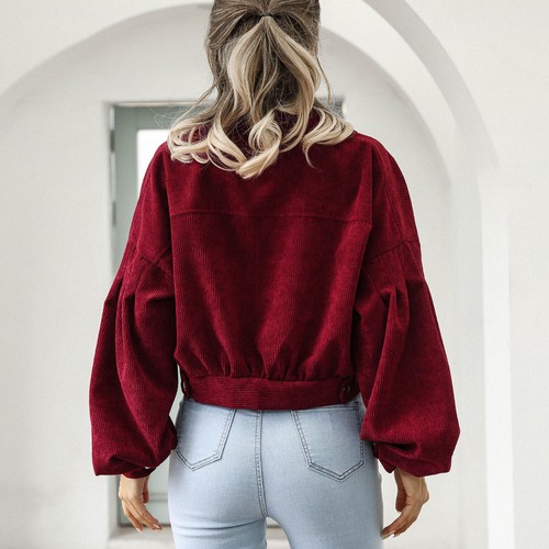 Jacket Womens Puff Long Sleeve Button Jacker Blazer Top Casual Outwear - Bild 12 von 31