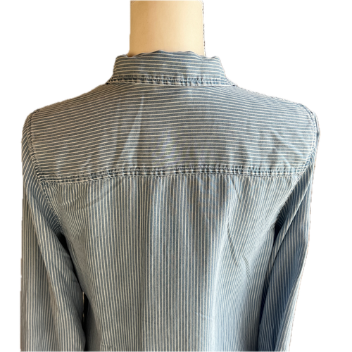 CHICO’S Blue Striped Chambray Button-Up long Sleeve Shirt Chico’s Sz 0, US 4, S - Picture 6 of 10