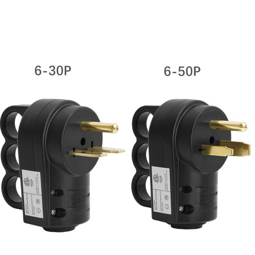 2-in-1 Nema 6-50P/6-30P Welder Plug, ETL Listed, 30A/50A 250V, Black, 3-Prong Ma - Picture 3 of 5