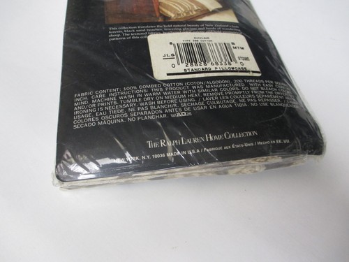 Ralph Lauren AUCKLAND Neutral Brown Printed Stitches 2 Standard Pillowcases - Picture 8 of 9