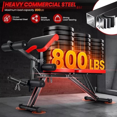 800lbs Adjustable Olympic Weight Bench w/Leg Extension&Preacher Curl Pad Nice-🎁 - Picture 5 of 9