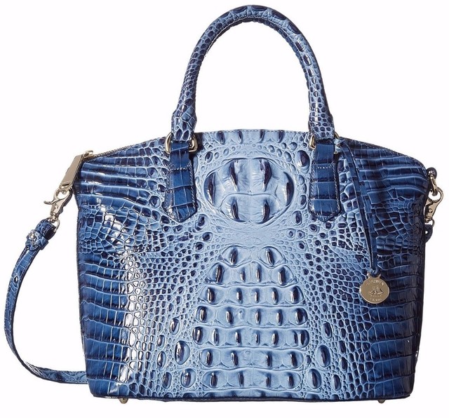 Brahmin Duxbury Satchel Denim Blue Ombre Croc Emb Leather Dome Tote Shire