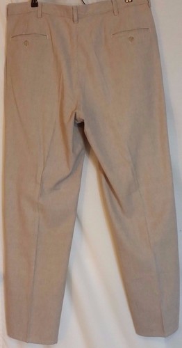 Polo by Ralph Lauren Beige 100% Cotton Check Pleated Men's Pants W38 x L33 - Picture 2 of 4