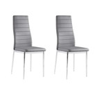 Set of 2 Modern Dining Chairs - Grey Faux Leather – High Back, Soft, Chrome Legs