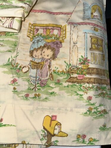 Vintage 70s Betsey Clark Precious Moments Flat /Fitted Twin Sheet Set B - Picture 4 of 7