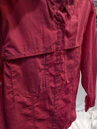 World Wide Sportsman Women SMALL Fishing Shirt Coral Pink L/S Button Up Roll Tab - Picture 11 of 17