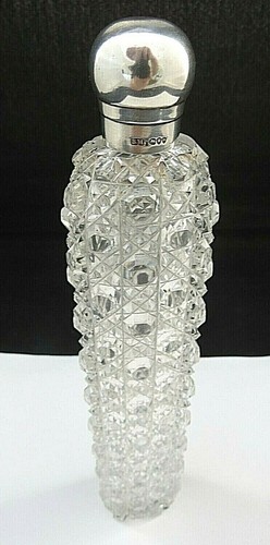 Antiker Sampson Mordan Hobnail Crystal 1883 Silver Top Parfum Duft Flakon - Bild 2 von 8