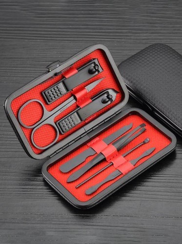 Manicure Pedicure Cuticle Kit Nail Care Clipper Cutter Case 7 Pcs Gift Set - Picture 2 of 12