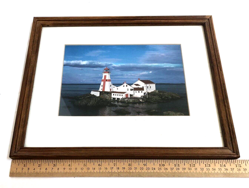 Lighthouse Framed Print Picture White Red Cross Unknown Light Sea Side 15"x12" - Picture 5 of 8