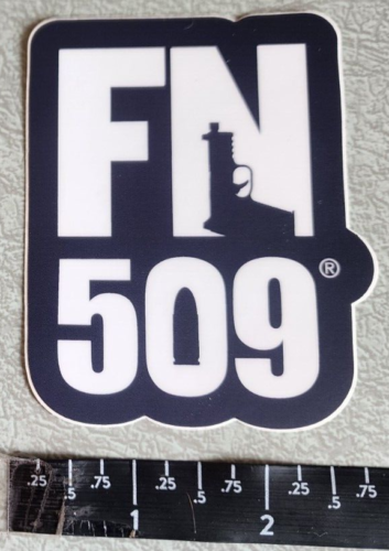 FN Herstal FNH Firearms 509 Vinyl Logo Sticker Decal Navy Blue & White - New