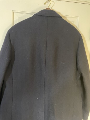 PAUL STUART NAVY BLUE LINED MEN'S WOOL OVERCOAT - SIZE 46 REG - CANADA - Picture 11 of 12
