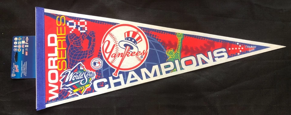 (3)x New York Yankees 1998 World Series Champions VINTAGE Full Size Pennant Lot - Image 3 of 4