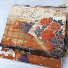 JAPANESE KIMONO FUKURO OBI PURE SILK VINTAGE ANTIQUE D3857