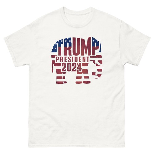 Trump President 2024 Elephant Republican Sign Unisex Cotton T-Shirt - Picture 3 of 9