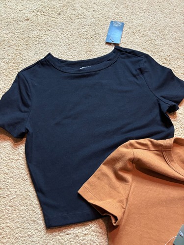 NWT Lot 3 Wild Fable Crew Neck Cropped Slim Fit Cap Sleeve T Shirt Tops 2XS XXS - Picture 5 of 7