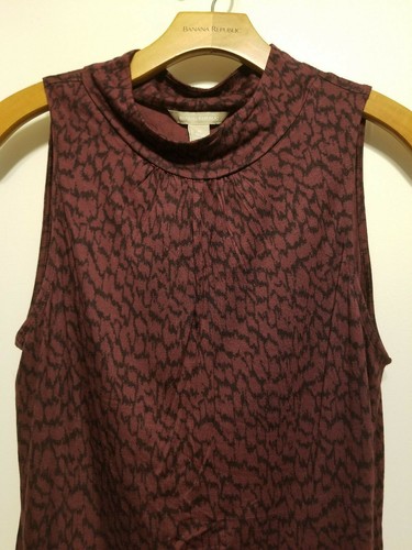 Banana Republic High Neck Sleeveless Top, Rayon, Dark Raspberry, Size M, NWT - Picture 3 of 6