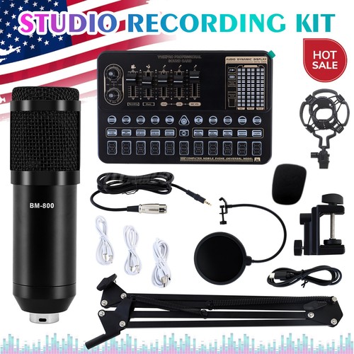 Condenser Microphone Studio Recording Professional Live Sound Card Kit Bluetooth - Picture 21 of 21