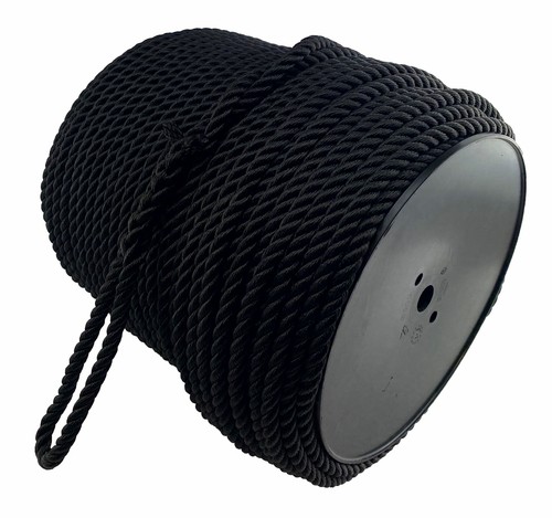 10mm Black 3st Nylon Rope x 125m Anchor Rope On A Reel With 10 Inch Soft Eye - Picture 4 of 6