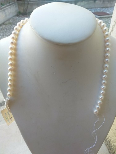 PERLE AKOYA 7,5-8mm Filo per collana di 51perle Coltivate di Acqua Salata WHITE - Imagen 4 de 12
