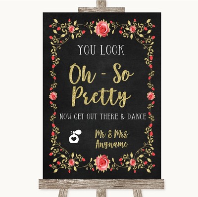 Kreide Stil Rouge Rosa Rose & Gold Toilette Get Out & Dance Hochzeit Schild