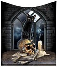 Nemesis Now Lisa Parker Spirits of Salem Black Cat Familiar Skull Throw Blanket,