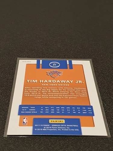 2017-18 Panini Donruss Optic TIM HARDAWAY JR. PRIZM HOLO #97 KNICKS DALLAS MAVS - Picture 9 of 12