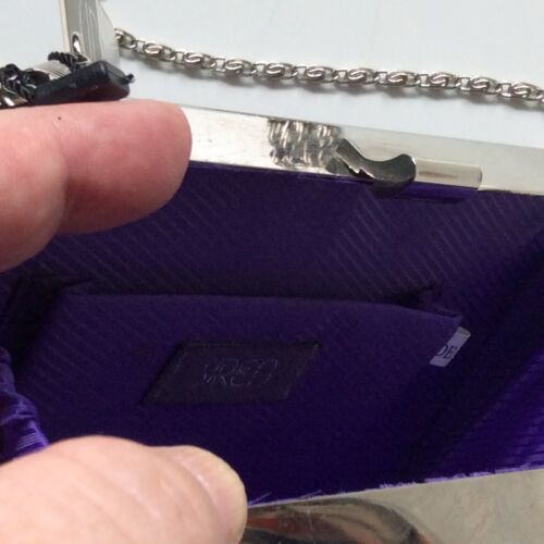 NEW Acrylic Purple Clutch Bag Purse Handbag Mother of Pear- 16 cm. Cross Body - Picture 8 of 9