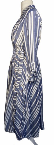 Womens Phase Eight Shirt Dress Size 12 Willa Blue Ivory Stripe Midi Button - Picture 3 of 12