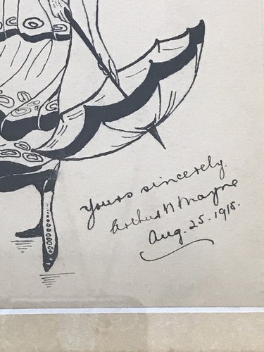 Vintage 1918 Flapper Woman Pen & Ink Sketch Drawing Artist Arthur Mayne Signed - Picture 4 of 6