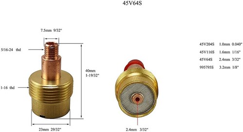 TIG Gas Lens Kit For SR WP-9 20 25 TIG Welding Torch 17pcs  - Picture 6 of 8