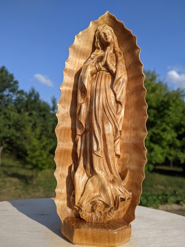 Nuestra Señora Guadalupe, Virgen María Madre de Dios madera tallada estatua regalo para mamá - Imagen 3 de 12