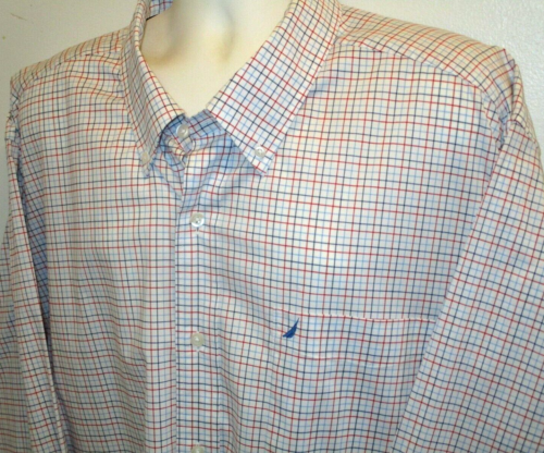 NAUTICA Men's Long Sleeve Dress Shirt 4XBig Multi-Colored Plaid