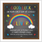 Personalised FIRST DAY AT SCHOOL card Rainbow Blackboard Any message Any names