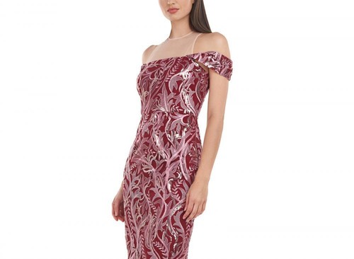 JS Collections Women's Long Maxi Dress Lined Floral Short Sleeve Canvas A2703 - Picture 6 of 20