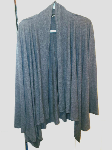 Slinky Brand Topper Jacket Size 1X NWOT, Dark Grey Knit, LS, Waterfall, Nice! - Picture 2 of 12