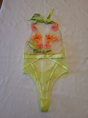 Honey Birdette Christine Neon Yellow Bodysuit Size XS RRP £125.00