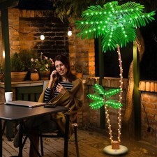 7FT Artificial Solar Lighted Palm Tree LED Light up Fake Tree for Indoor Outside