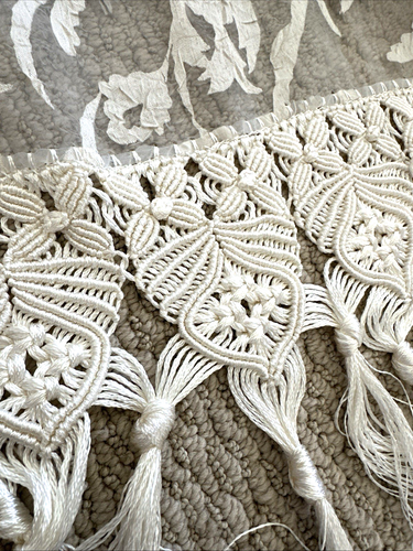 Floral Crochet Lace Tassel Shawl Head Covering Scarf Wrap 77" x 18" Wedding - Picture 4 of 7