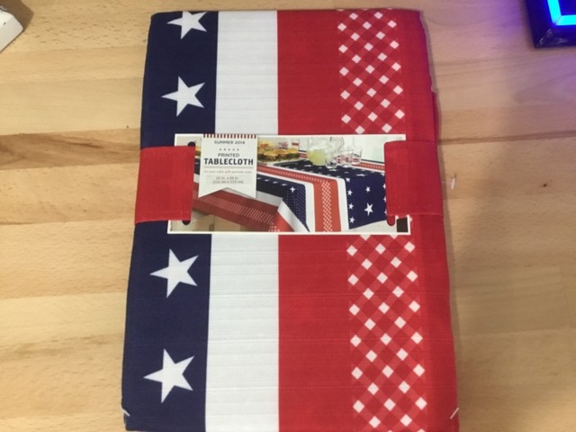 Memorial Day 4th of July Patriotic Tablecloth Red White Blue Stripes 3 Sizes NEW