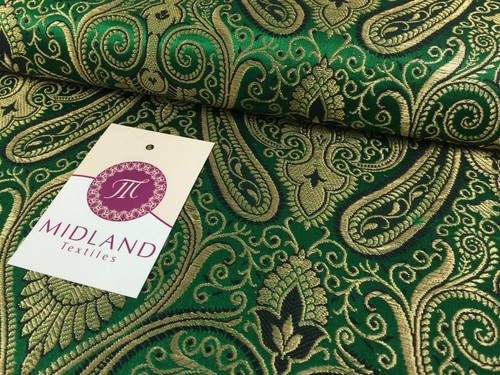 Ornamental paisley gold metallic print Indian banarsi Brocade fabric M246 Mtex - Picture 12 of 130