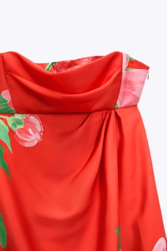 NWT ZARA SS22 WOMAN FLORAL PRINT WRAP PLEATED LONG DRESS 3604/250_XS-M CELEBRITY - Picture 16 of 18