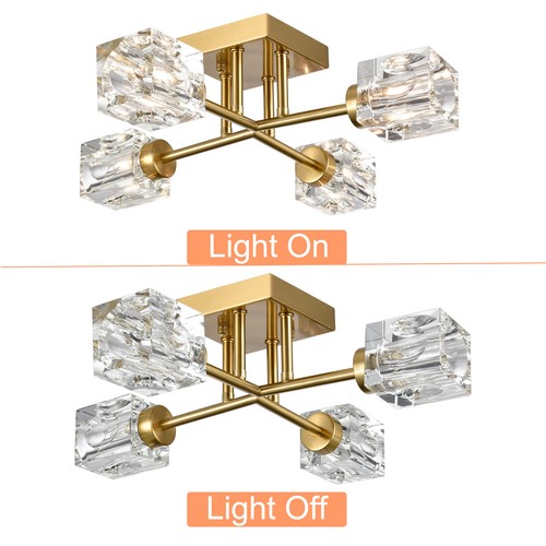 Gold Sputnik Ceiling Light Chandeliers Modern Ceiling Light Fixture 4-Light - Picture 8 of 9