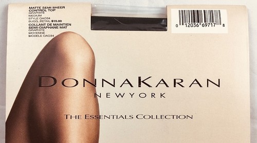 DONNA KARAN PANTYHOSE ESSENTIAL COLLECTION CONTROL TOP GRAY OAO34 NOS NIP - Picture 2 of 6