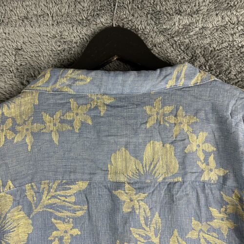 Reyn Spooner Hawaiian Shirt Blue Mens 2XL Floral Regency Silk Linen - Picture 12 of 16