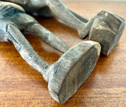 Antike handgeschnitzte Holz afrikanische Mann & Frau Figuren Skulpturen ca. 9" groß - Bild 20 von 24